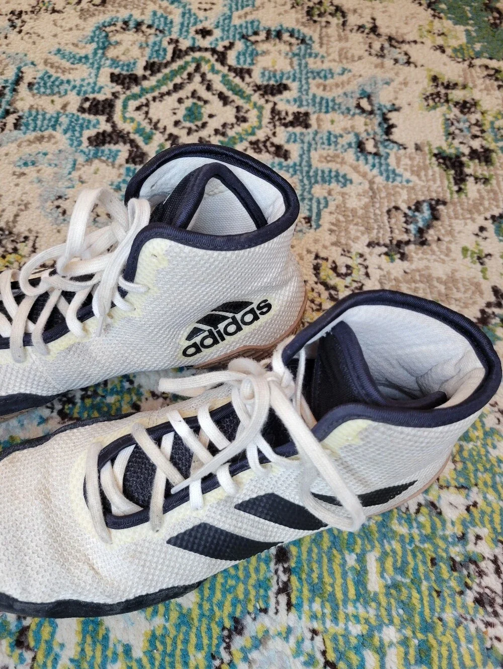 Adidas Tech Fall 2.0 Black And White Wrestling Shoes, Size Mens 9